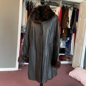 💯% Authentic Fur-Trim - High Quality Leather Swing Coat 🔥